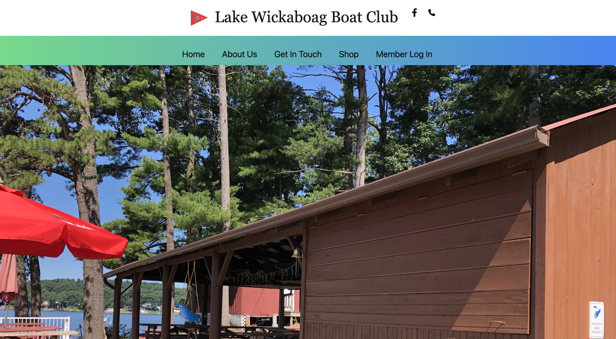 screen shot of boat club site